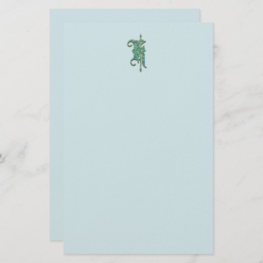 Artisan Monogram K Green Garden Felt Stationery Briefpapier (Voorkant / Achterkant)