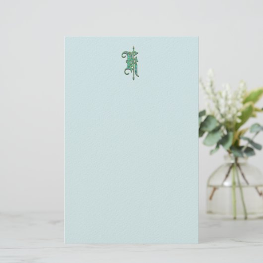 Artisan Monogram K Green Garden Felt Stationery Briefpapier (Staand voorkant)