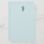 Artisan Monogram P Green Garden Felt Stationery Briefpapier (Voorkant / Achterkant)