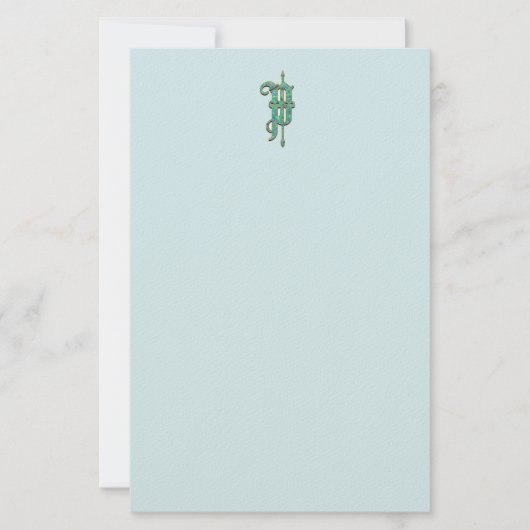 Artisan Monogram P Green Garden Felt Stationery Briefpapier (Voorkant)