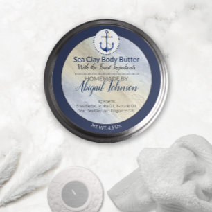 Artisan Nautisch Strand Zee Klei Body Butter Label