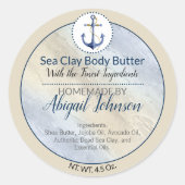 Artisan Nautisch Strand Zee Klei Body Butter Label (Voorkant)
