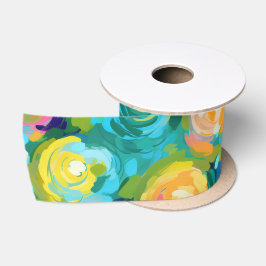 Artisan Paint Bloemen Heldere kleuren Zomerbloemen Satijnen Lint