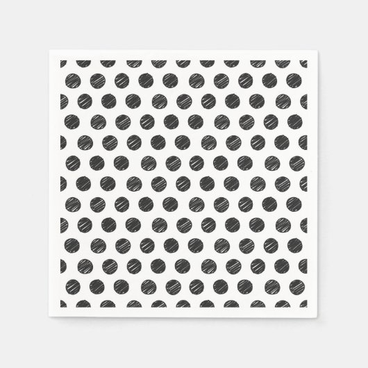 Artisan Polka Dots Black White Fun Chic Hand getek Servet (Voorkant)