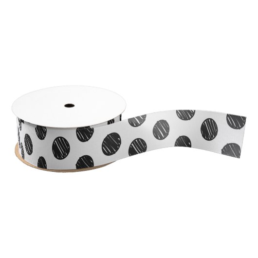 Artisan Polka Dots Zwart Wit Chic Modern Fun Grosgrain Lint (Spoel)