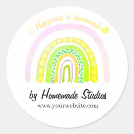 Artisan Rainbow 'Happiness is Homemade' Ronde Sticker