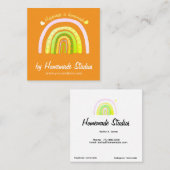 Artisan Rainbow 'Happiness is Homemade'  Vierkante Visitekaartje (Voorkant / Achterkant)