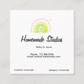 Artisan Rainbow 'Happiness is Homemade'  Vierkante Visitekaartje (Achterkant)
