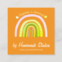 Artisan Rainbow 'Happiness is Homemade'  Vierkante Visitekaartje