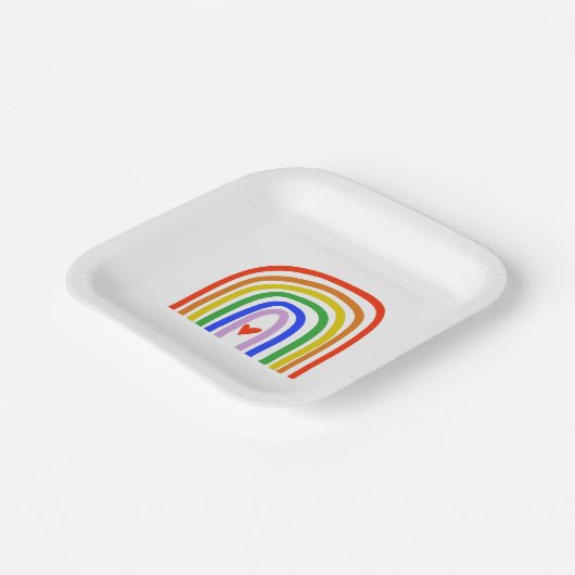 Artisan Rainbow Heart Kleurrijk Modern Fun Papieren Bordje (Gebogen)