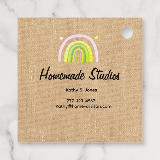 Artisan Rainbow Raw Canvas 'Homemade'  Bedankjes Labels (Achterkant)