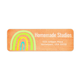 Artisan Raw Canvas Regenboog Handgemaakte Gelukzal Etiket
