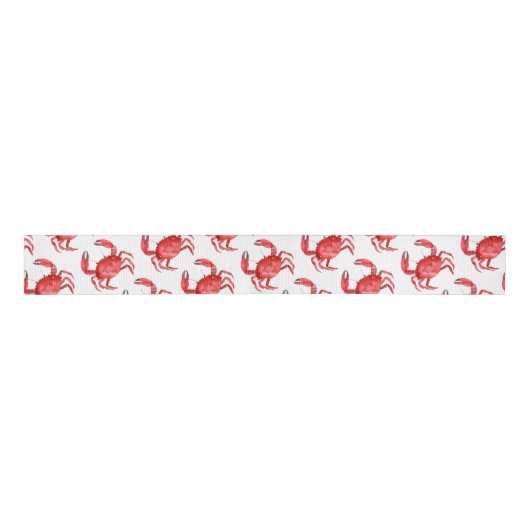 Artisan Red Crab Coastal Kleurrijk Reisplezier Grosgrain Lint (Voorkant)
