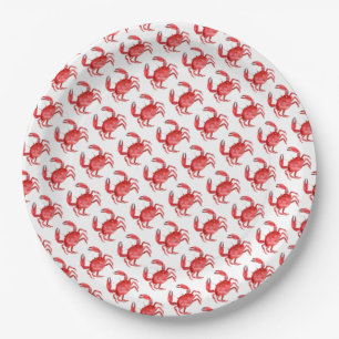 Artisan Red Crab Coastal Kleurrijk Reisplezier Papieren Bordje