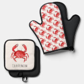 Artisan Red Crab Reunion NAAM Kustplezier Ovenwant & Pannenlap Set (Voorkant / Achterkant)