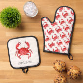 Artisan Red Crab Reunion NAAM Kustplezier Ovenwant & Pannenlap Set (Top down)