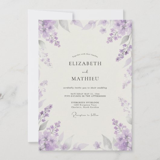 Artisan Violet Wisteria Bruiloft Kaart (Voorkant)