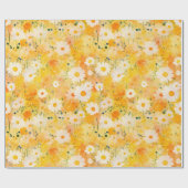 Artisan Wildflowers Geel Sinaasappel Happy Daisies Cadeaupapier (Vlak)
