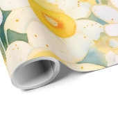 Artisan Wildflowers Geel Sinaasappel Wit Happy Fun Cadeaupapier (Rol Hoek)