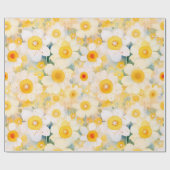 Artisan Wildflowers Geel Sinaasappel Wit Happy Fun Cadeaupapier (Vlak)