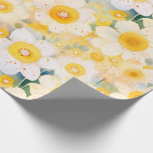 Artisan Wildflowers Geel Sinaasappel Wit Happy Fun Cadeaupapier (Hoek)