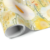 Artisan Wildflowers Geel Sinaasappel Wit Happy Fun Cadeaupapier (Rol Hoek)