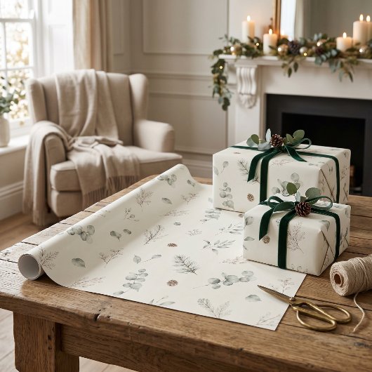 Artisan Winter Botanisch Elegant Kerstmis Cadeaupapier