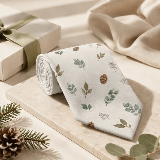 Artisan Winter Botanische Elegante Saliegroene Her Stropdas