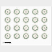Artisan Winter Botanische Groene Monogram Initiaal Ronde Sticker (Vel)