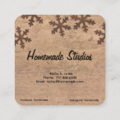 Artisan Woodgrain Campfire Snowflake 'Homemade'  Vierkante Visitekaartje (Achterkant)