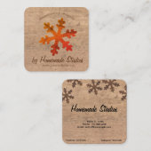 Artisan Woodgrain Campfire Snowflake 'Homemade'  Vierkante Visitekaartje (Voorkant / Achterkant)
