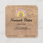 Artisan Woodgrain Hometown Rainbow 'Homemade'  Vierkante Visitekaartje (Achterkant)