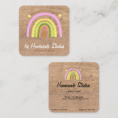 Artisan Woodgrain Hometown Rainbow 'Homemade'  Vierkante Visitekaartje (Voorkant / Achterkant)