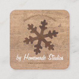 Artisan Woodgrain Rustic Snowflake 'Homemade'  Vierkante Visitekaartje