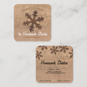 Artisan Woodgrain Rustic Snowflake 'Homemade'  Vierkante Visitekaartje (Voorkant / Achterkant)