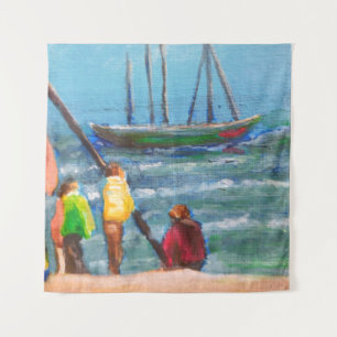 Artisanale vissers wandkleed