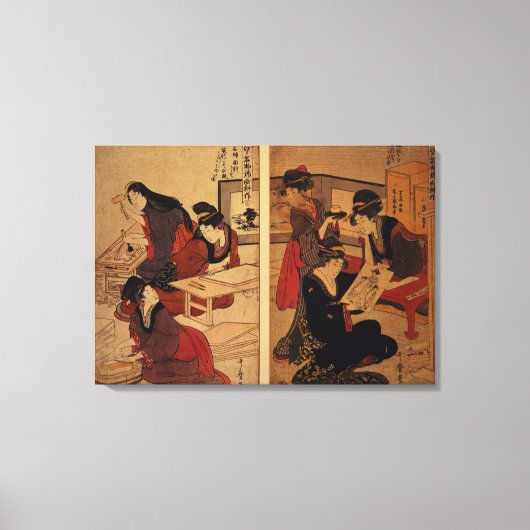 Artisans Making a Woodcut, c.1857 Canvas Afdruk (Voorkant)