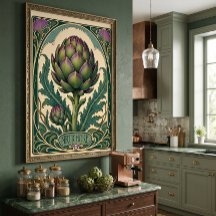 Artisjok Kunst Vintage Art Nouveau Stijl Keuken Ku