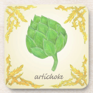 artisjok met bladeren van klassiek ontwerp bier onderzetter
