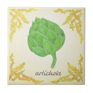 artisjok met bladeren van klassiek ontwerp tegeltje