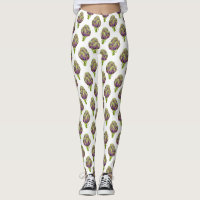Artisjok Paarse Patroon Leggings