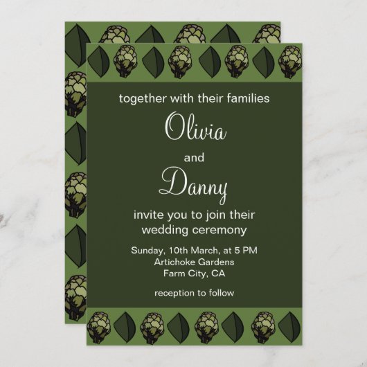 artisjok plantaardige Plant botanische bruiloft Kaart (Voorkant / Achterkant)