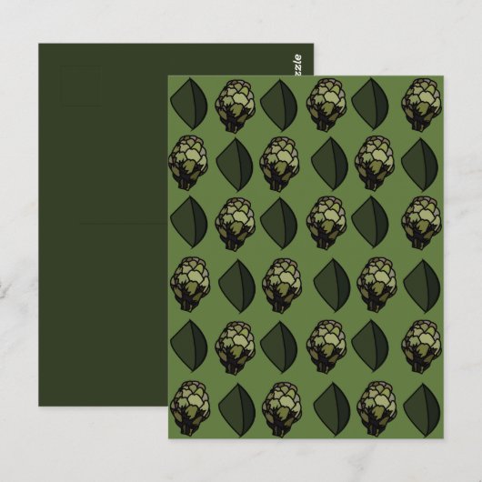 Artisjok Plantaardige Plant Botanische Patroon Briefkaart (Voorkant / Achterkant)