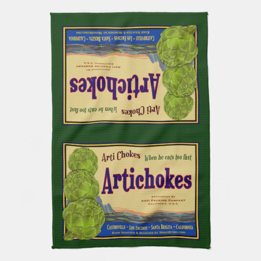 Artisjokken  krat Art Keukenhanddoek (Verticaal)