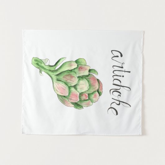 Artisjokken moestuin Waterverf Wandkleed (Voorkant (horizontaal))