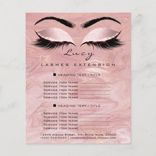 Artist 1 pagina Lash Glitter Price List Spark make Flyer (Voorkant)