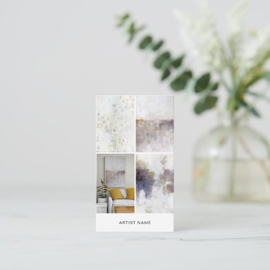 Artist 4 Image Grid Template Visitekaartje (Staand voorkant)