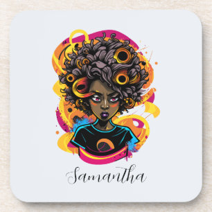 Artist Afro Woman Bier Onderzetter