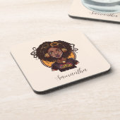 Artist Afro Woman Bier Onderzetter (Linkerzijde)