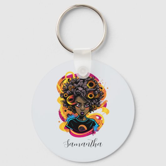 Artist Afro Woman Sleutelhanger (Voorkant)